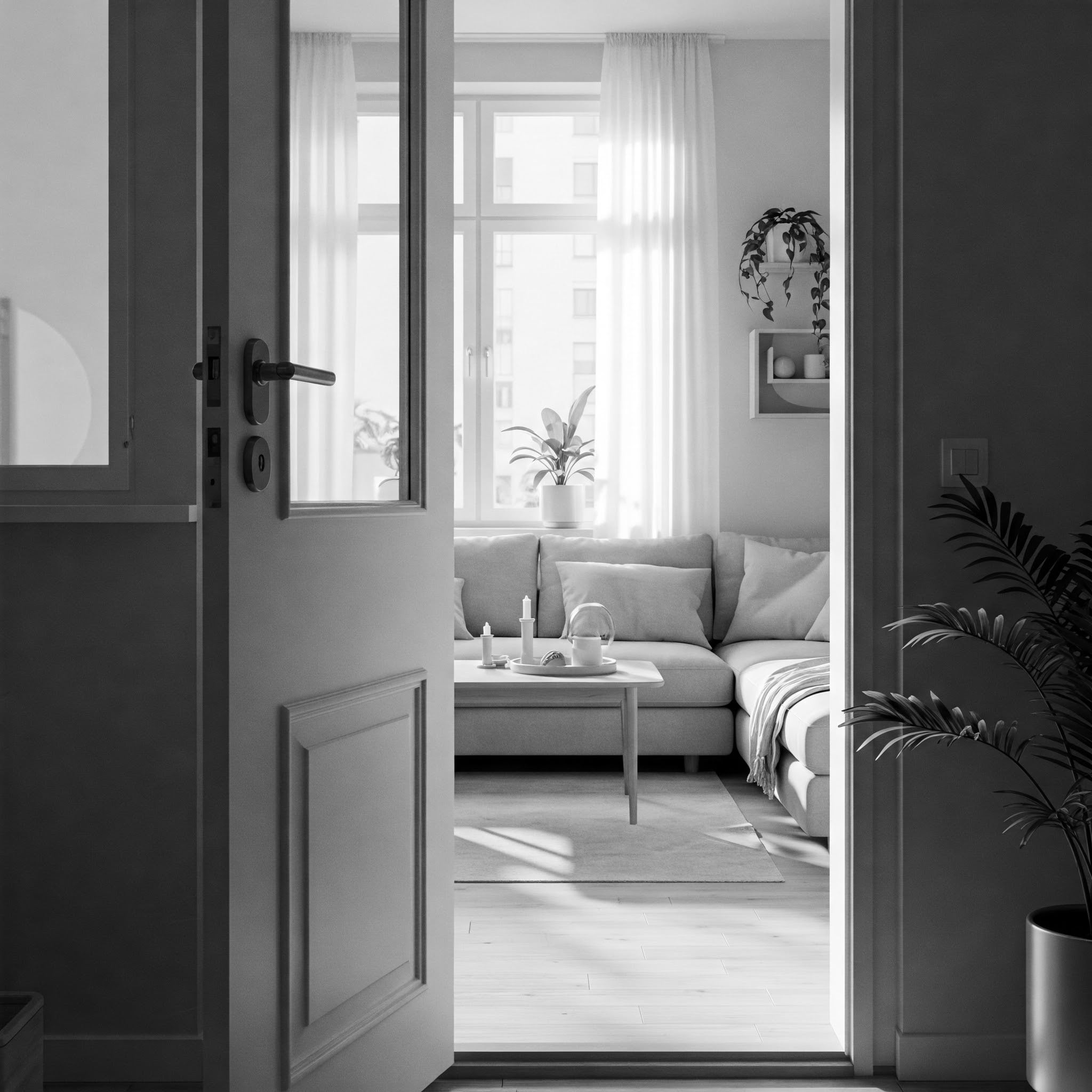 Door being opened to an apartment